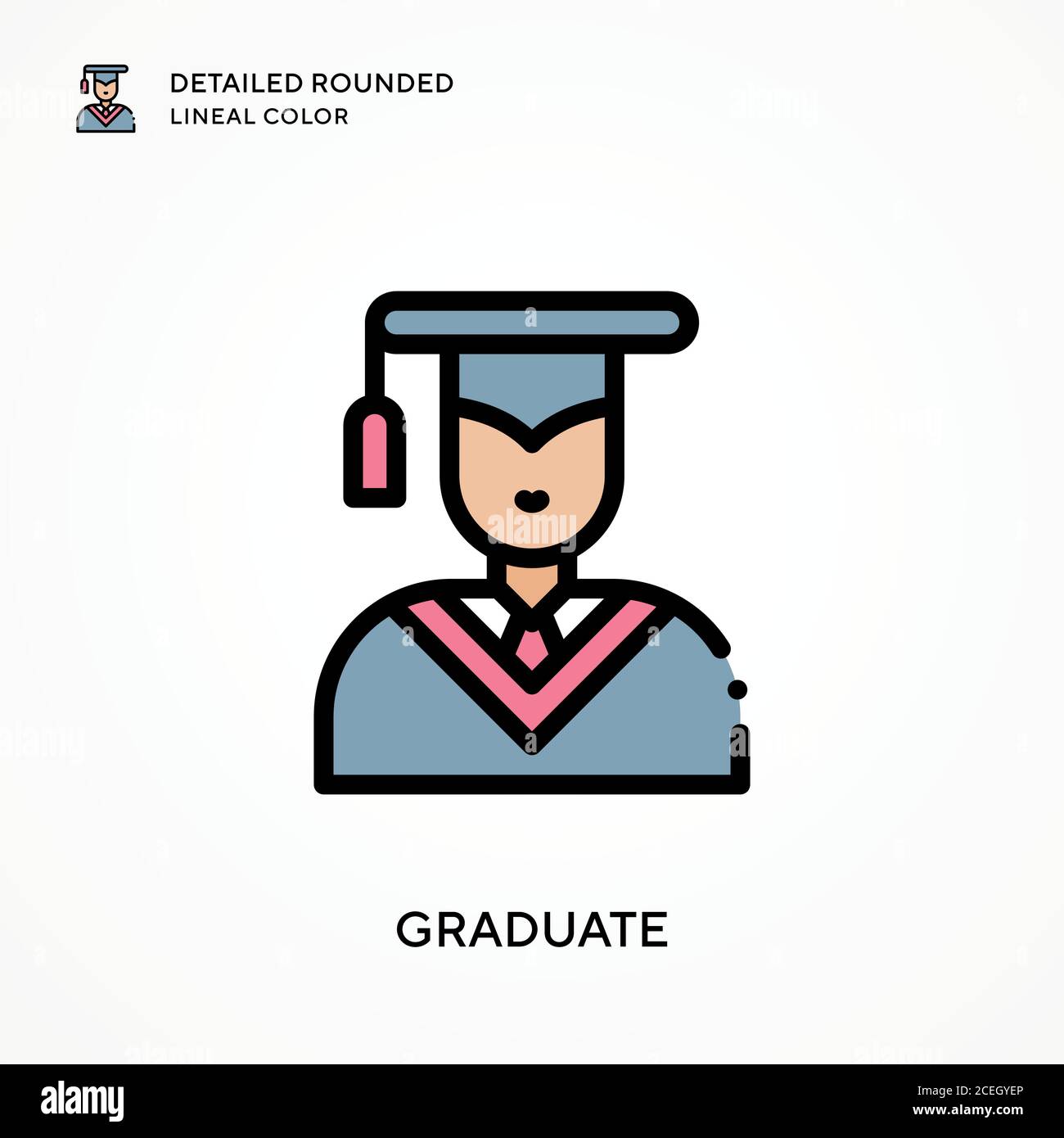 Graduate detailed rounded lineal color. Modern vector illustration ...