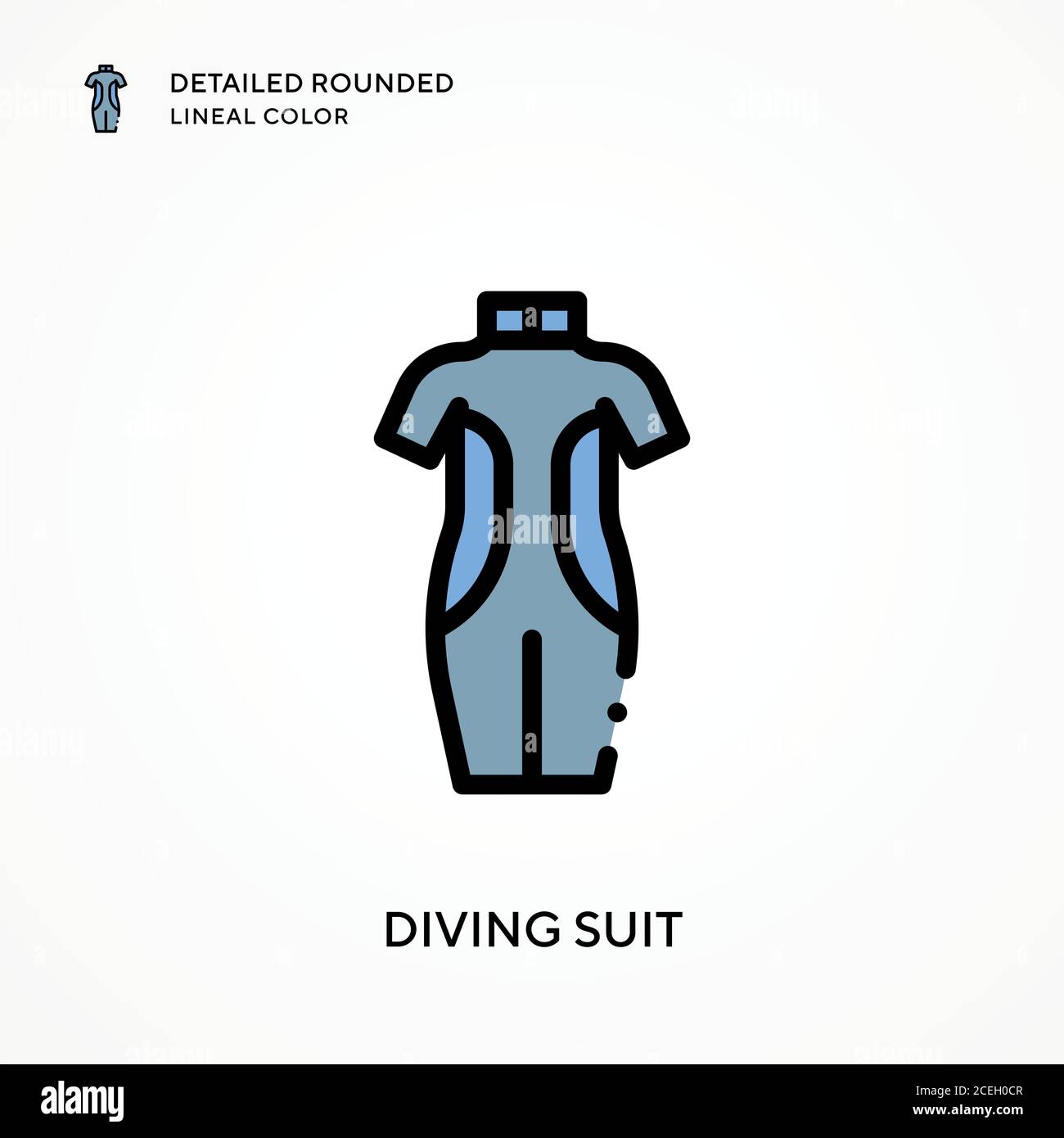 Diving suit detailed rounded lineal color. Modern vector illustration