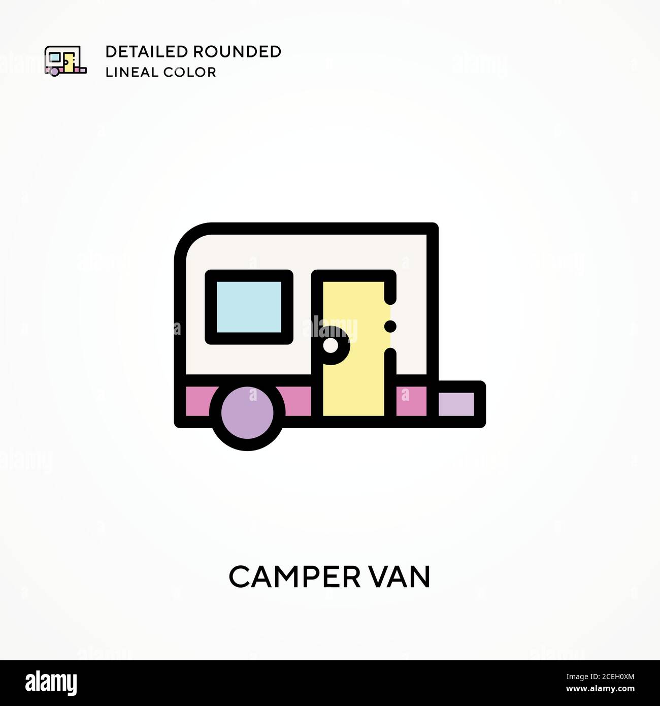 Camper van detailed rounded lineal color. Modern vector illustration ...