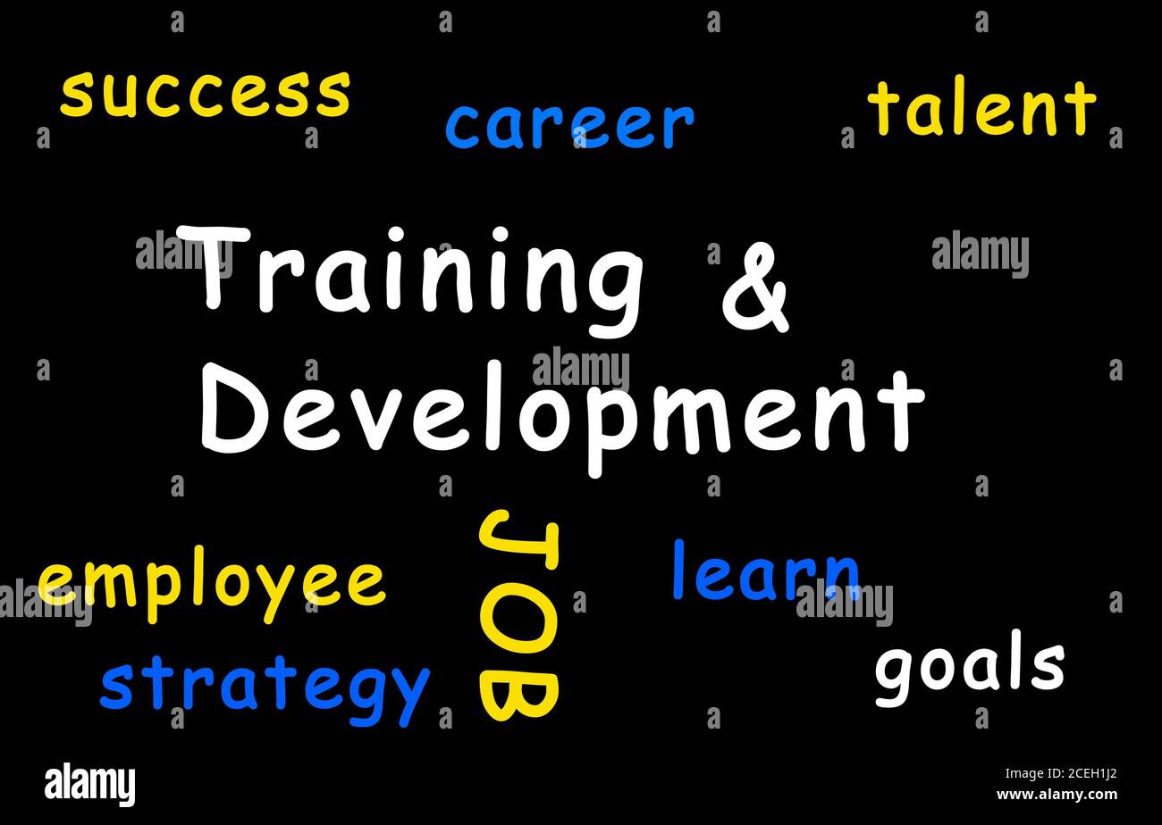 Illustration Training & Development written on black background Stock