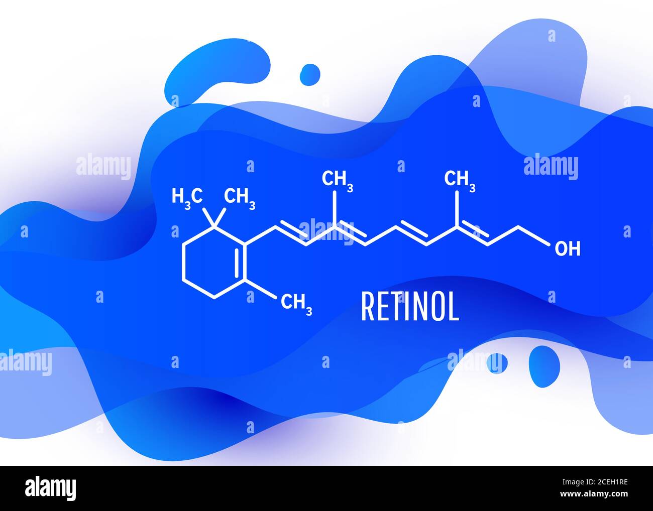 Haiku Profet Tilskyndelse Vitamin A or retinol structural molecule chemical formula with liquid fluid  shapes on white background Stock Vector Image & Art - Alamy