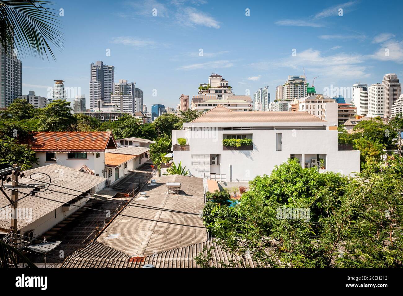 View across rooftops and towards high rise condos in central Bangkok ... - Bangkok High-Rise Condo Photography