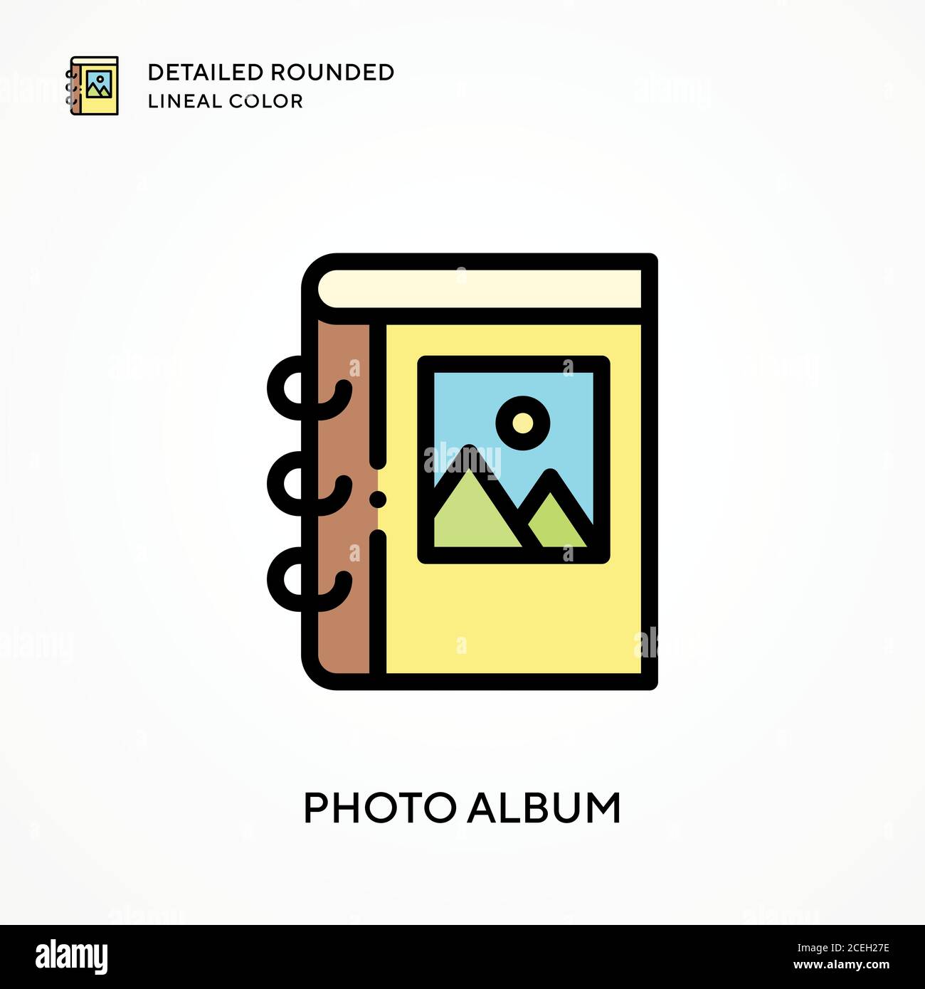 Photo album detailed rounded lineal color. Modern vector illustration ...