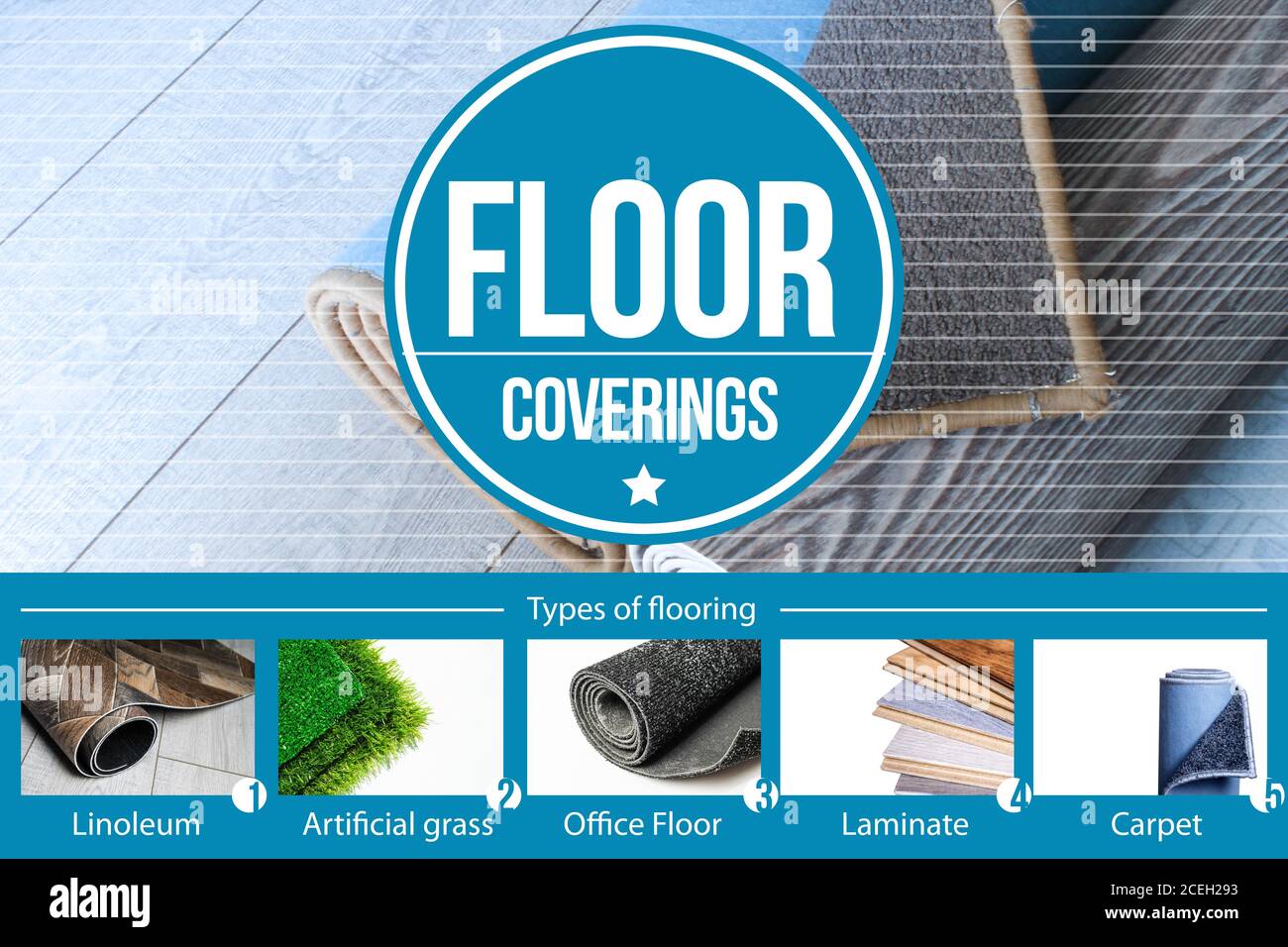 Types of floor coverings for home and office Stock Photo Alamy