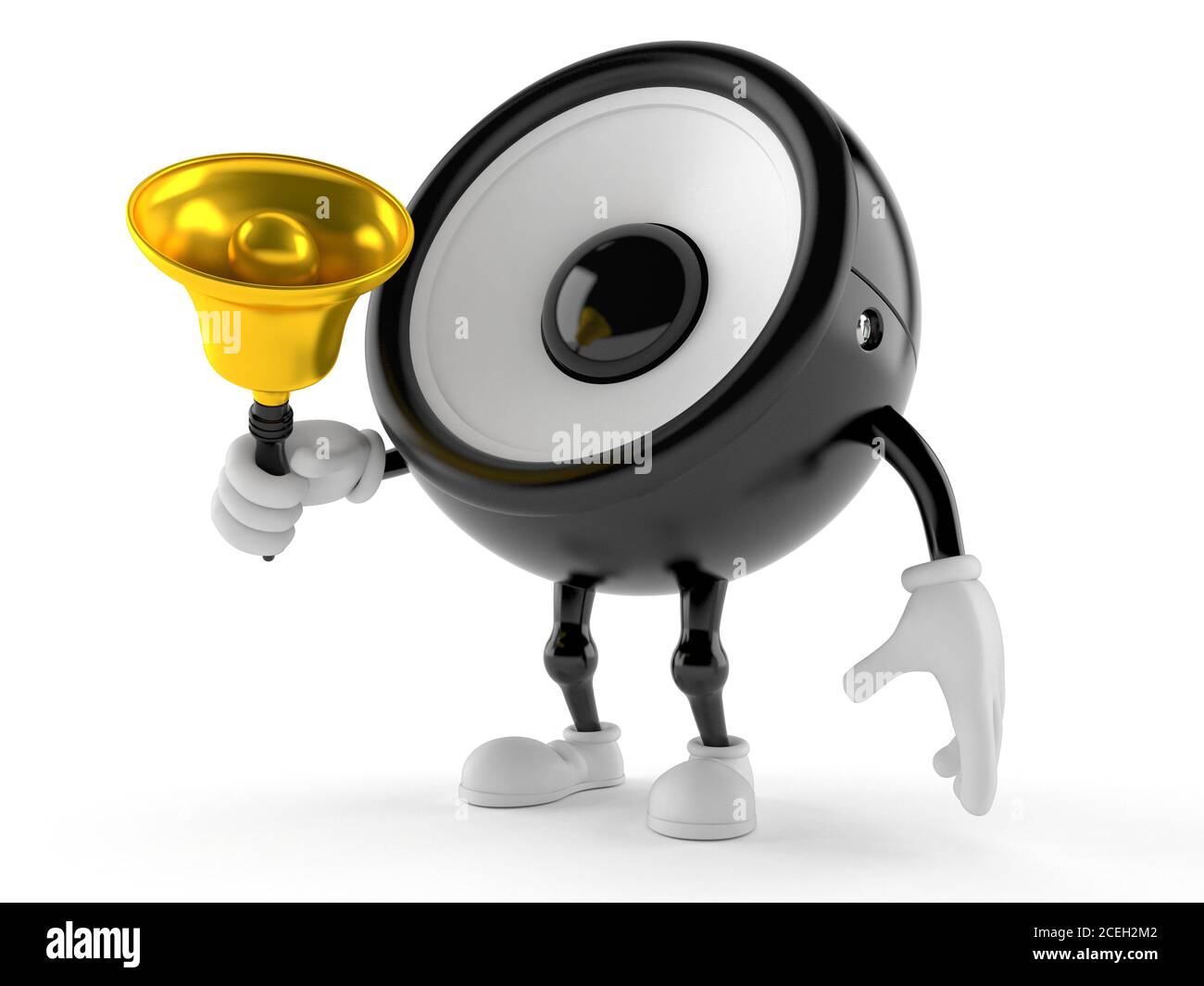Character Ringing A Bell Speaker character ringing a handbell isolated on white background Stock ...