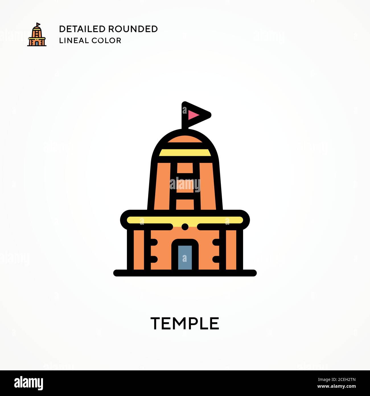 Temple detailed rounded lineal color. Modern vector illustration concepts. Easy to edit and customize. Stock Vector