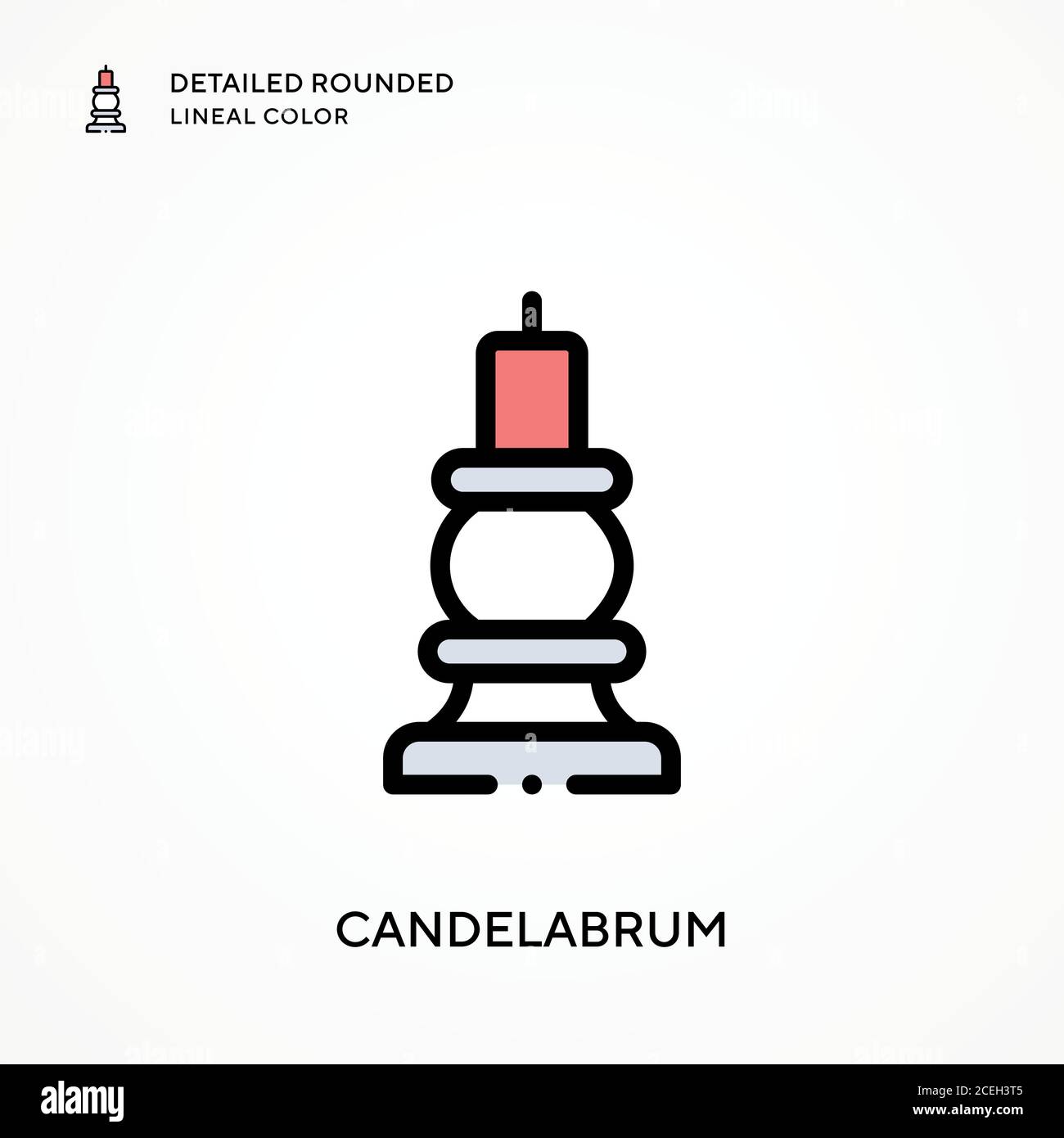 Candelabrum detailed rounded lineal color. Modern vector illustration