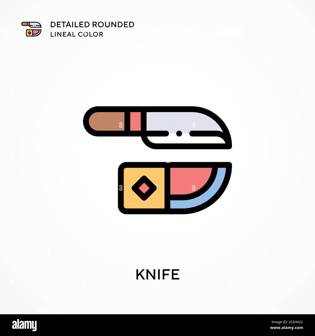 Knife detailed rounded lineal color. Modern vector illustration ...