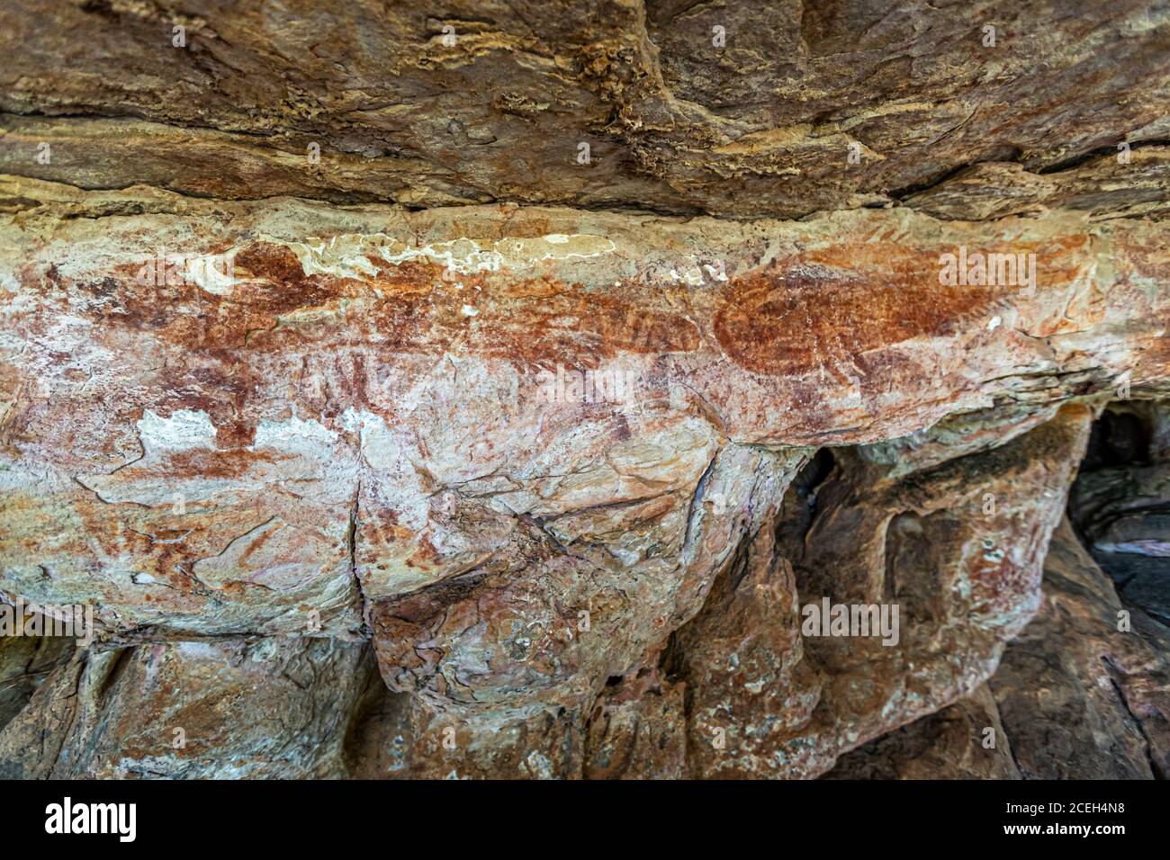 Aboriginal Rock Painting Safari with Sab Lord's Guided Tour through the Australian Outback Stock Photo