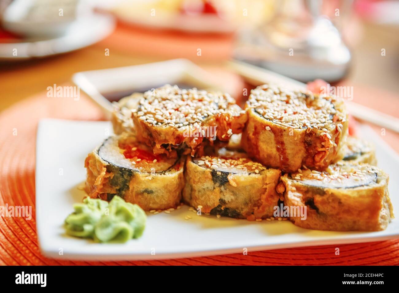 Japanese Cuisine Tempura Maki Sushi (Deep Fried Roll made of Smoked