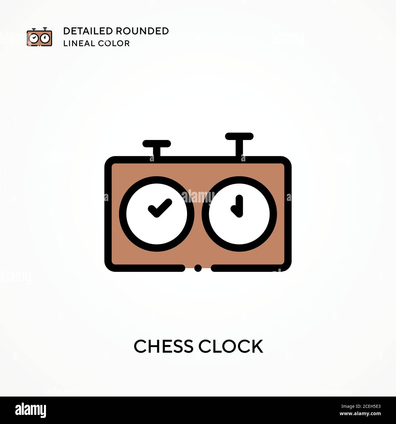 Chess clock detailed rounded lineal color. Modern vector illustration