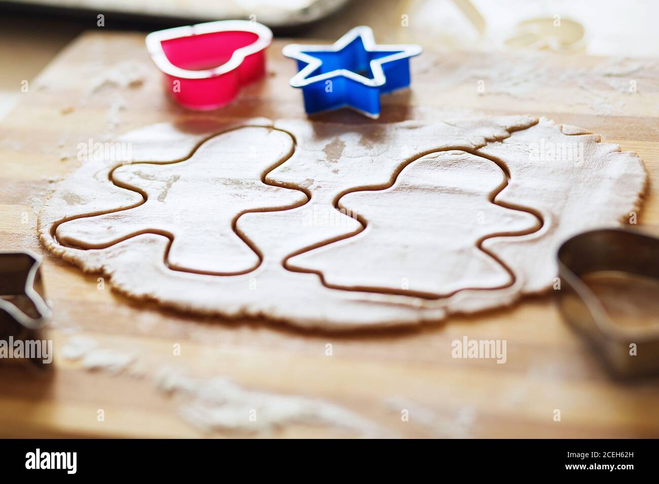 Cooking and decorating christmas gingerbread. Homemade gingerbread