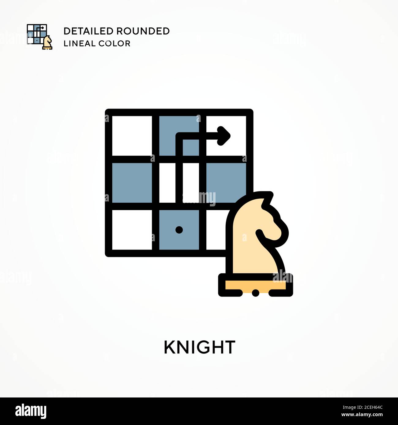 Knight detailed rounded lineal color. Modern vector illustration ...