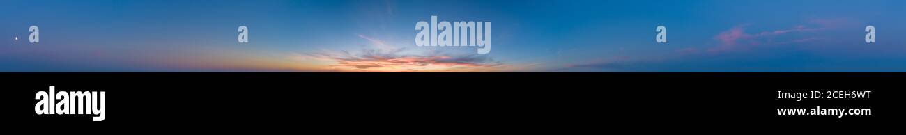 Large panorama with sunset sky with multicolor clouds Stock Photo - Alamy