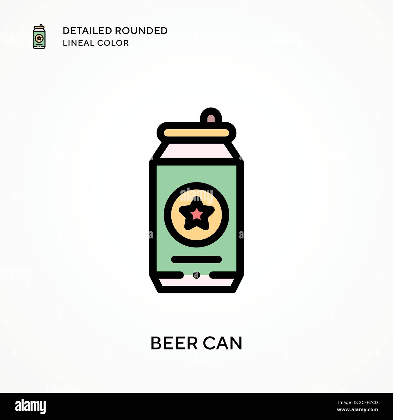 Beer can detailed rounded lineal color. Modern vector illustration ...