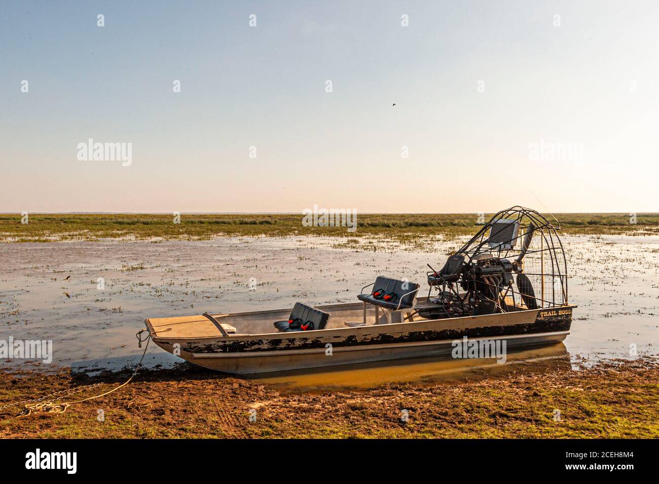 Airboat at Bamurru Plains Lodge, Northern Territory, Australia Stock Photo