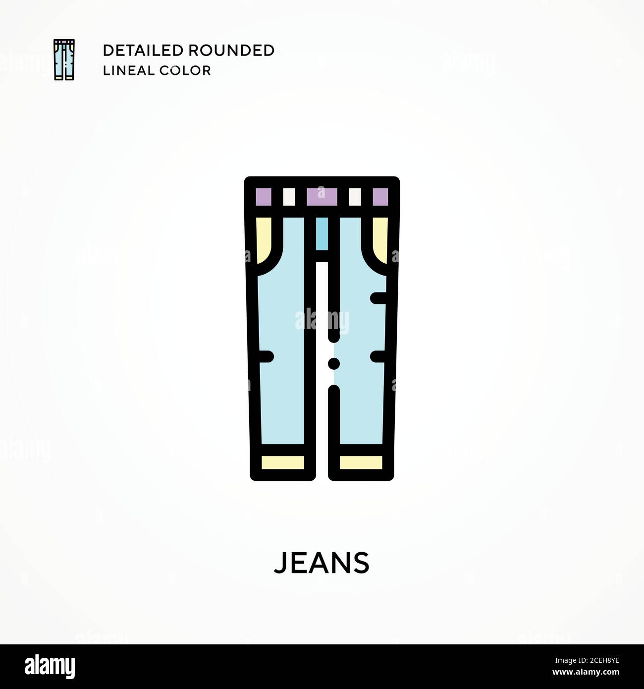 Jeans detailed rounded lineal color. Modern vector illustration ...