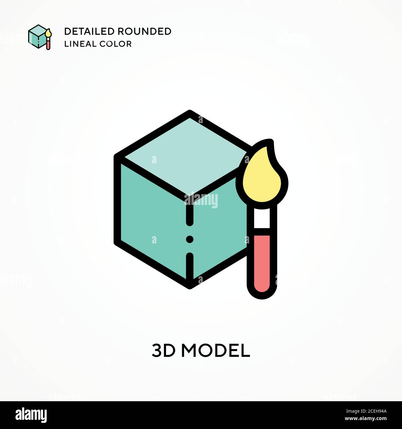 3d model detailed rounded lineal color. Modern vector illustration ...