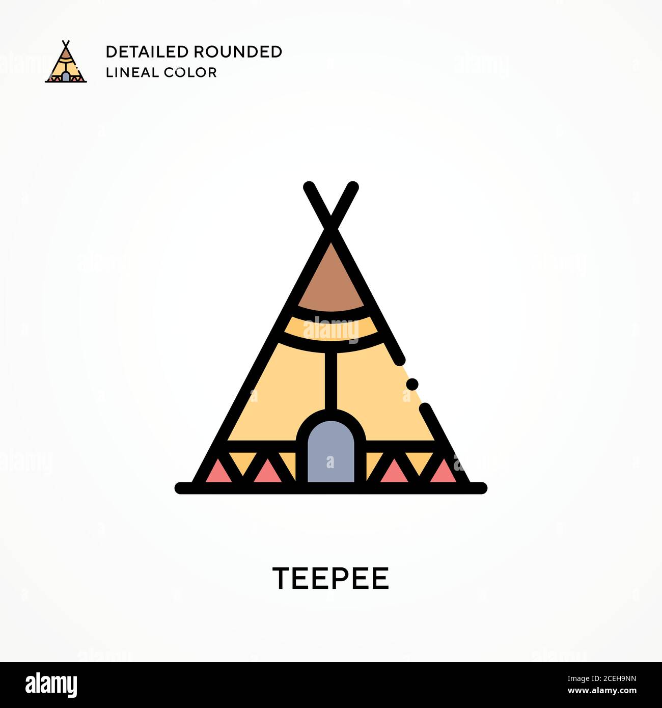 Teepee detailed rounded lineal color. Modern vector illustration concepts. Easy to edit and customize. Stock Vector