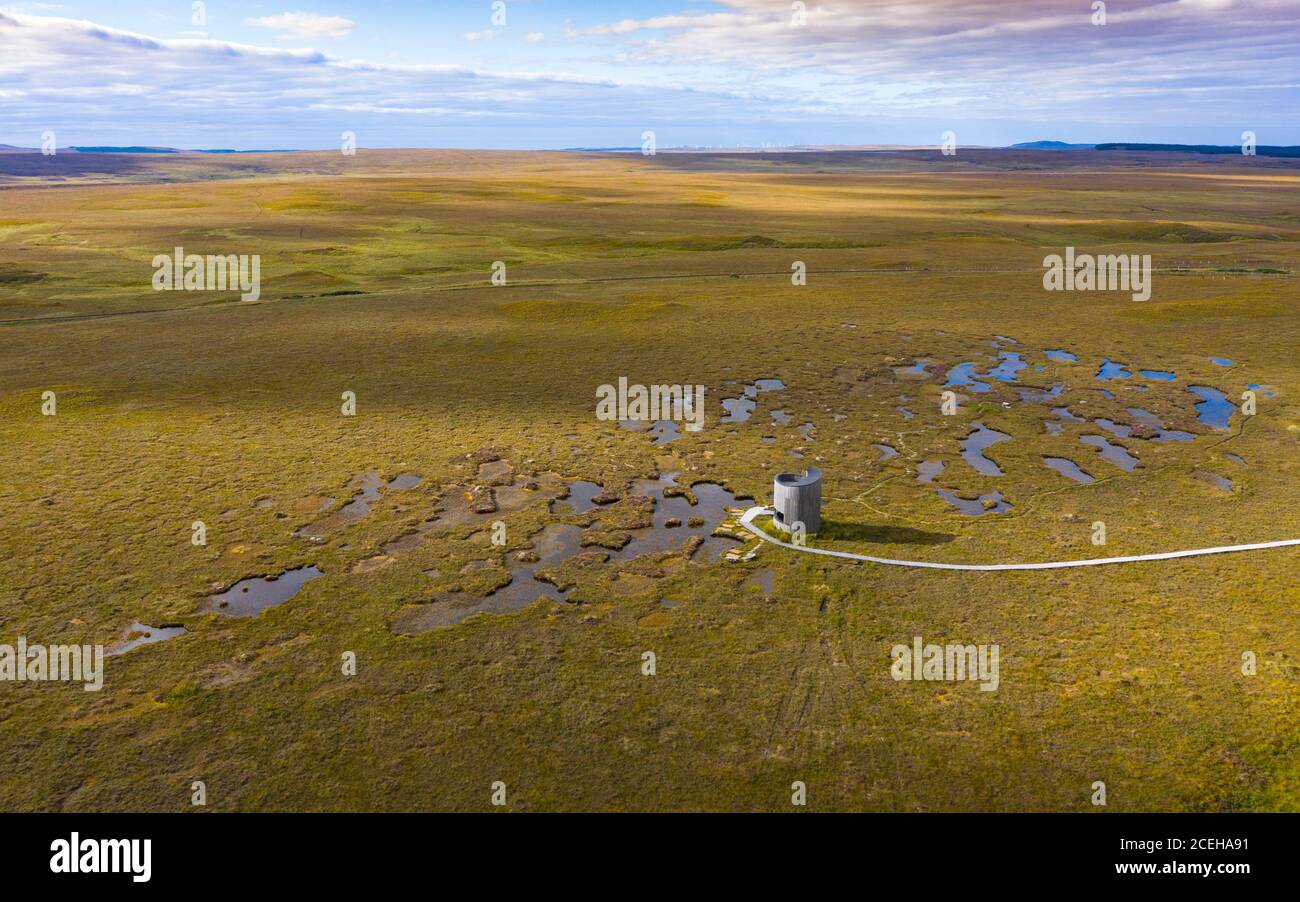 View of landscape of the Flow Country at RSPB Forsinard Flows Nature Reserve in Sutherland, Highland,  Scotland, UK Stock Photo