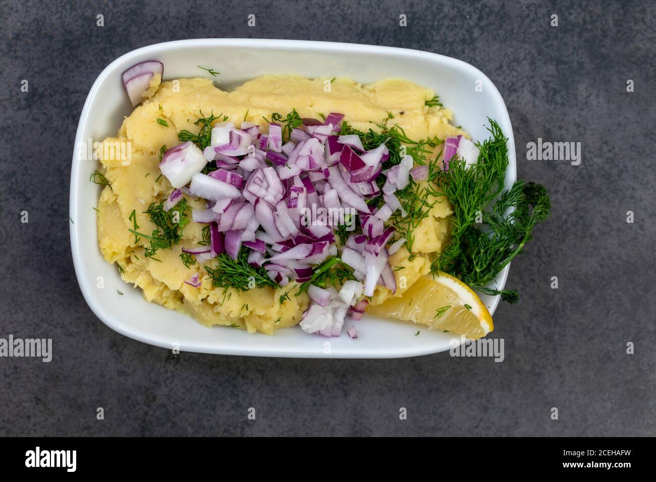 turkish traditional meze food fava on copper plate Stock Photo