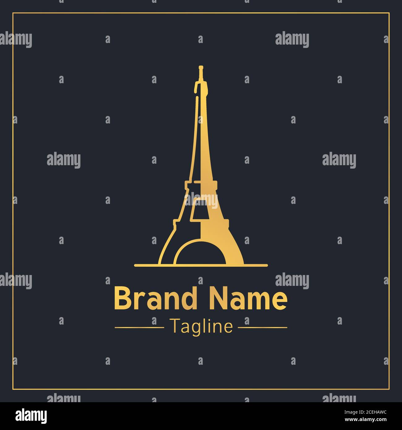 Eiffel Tower golden modern logo design template Stock Vector