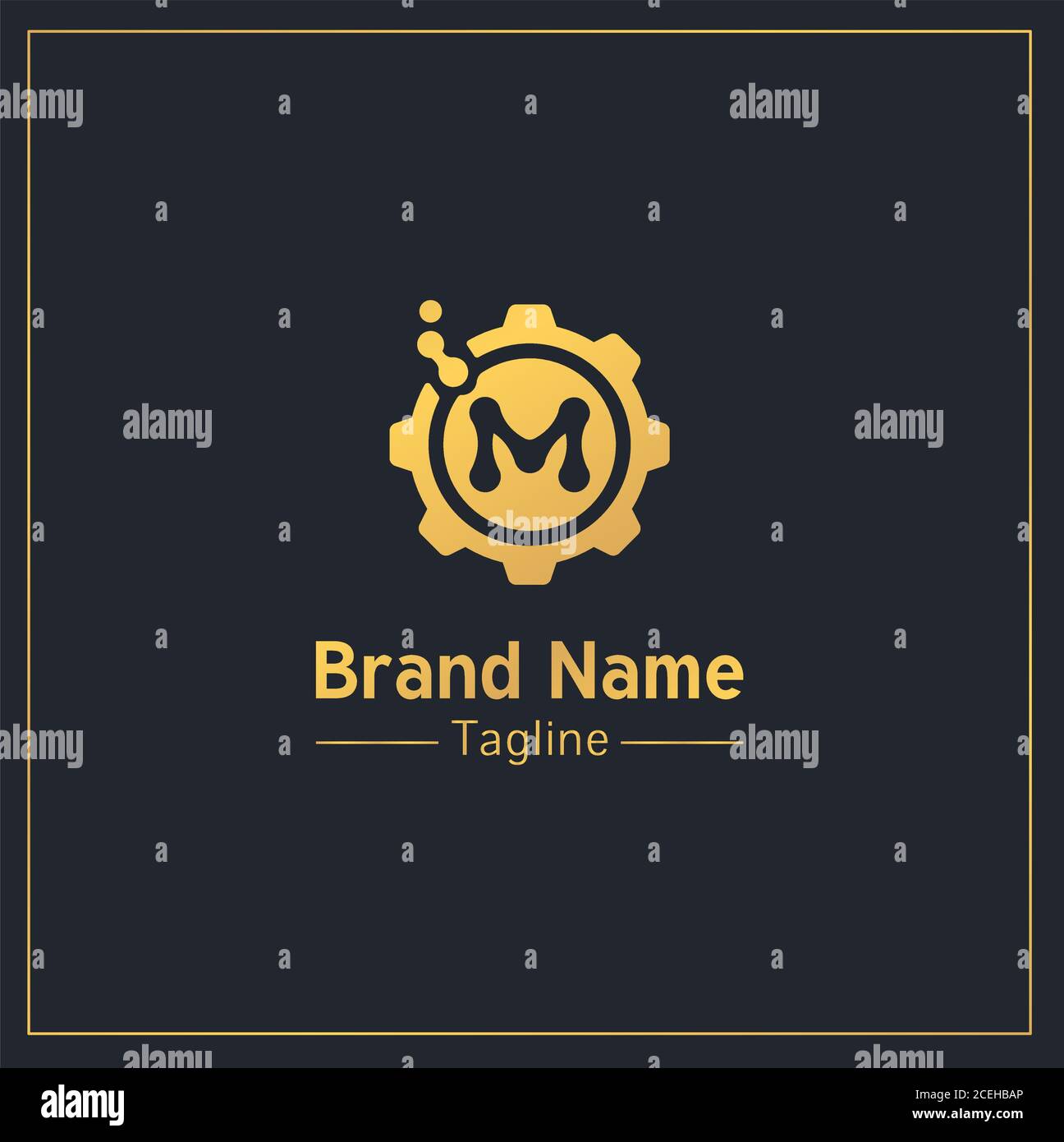 Letter m and gear golden professional logo design template Stock Vector ...