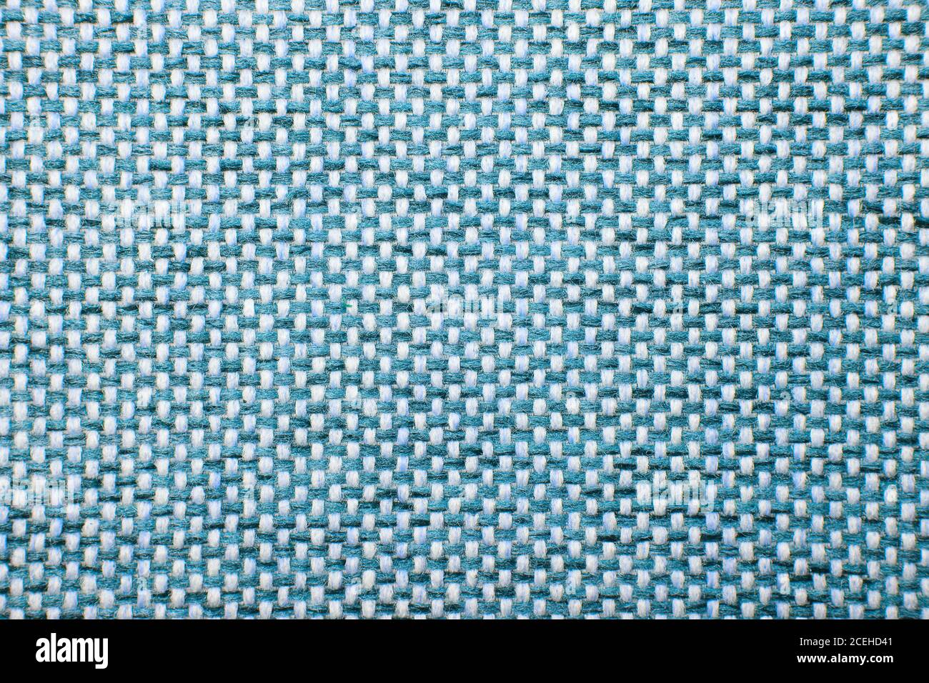 Blue checkered Rough Fabric Texture, Pattern, Background Stock Photo