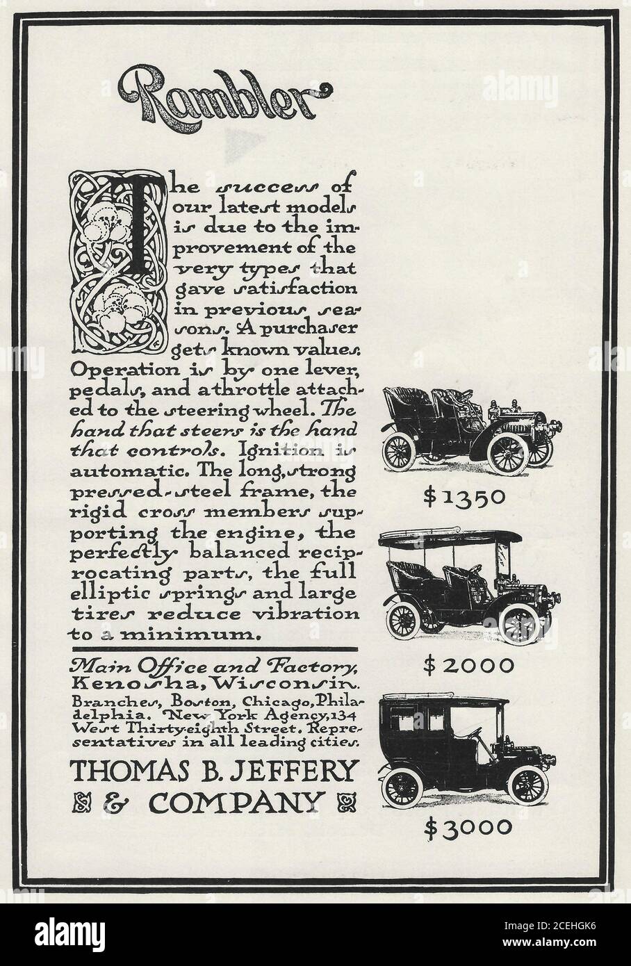 Advertisement for Rambler Automobile, circa 1920 Stock Photo