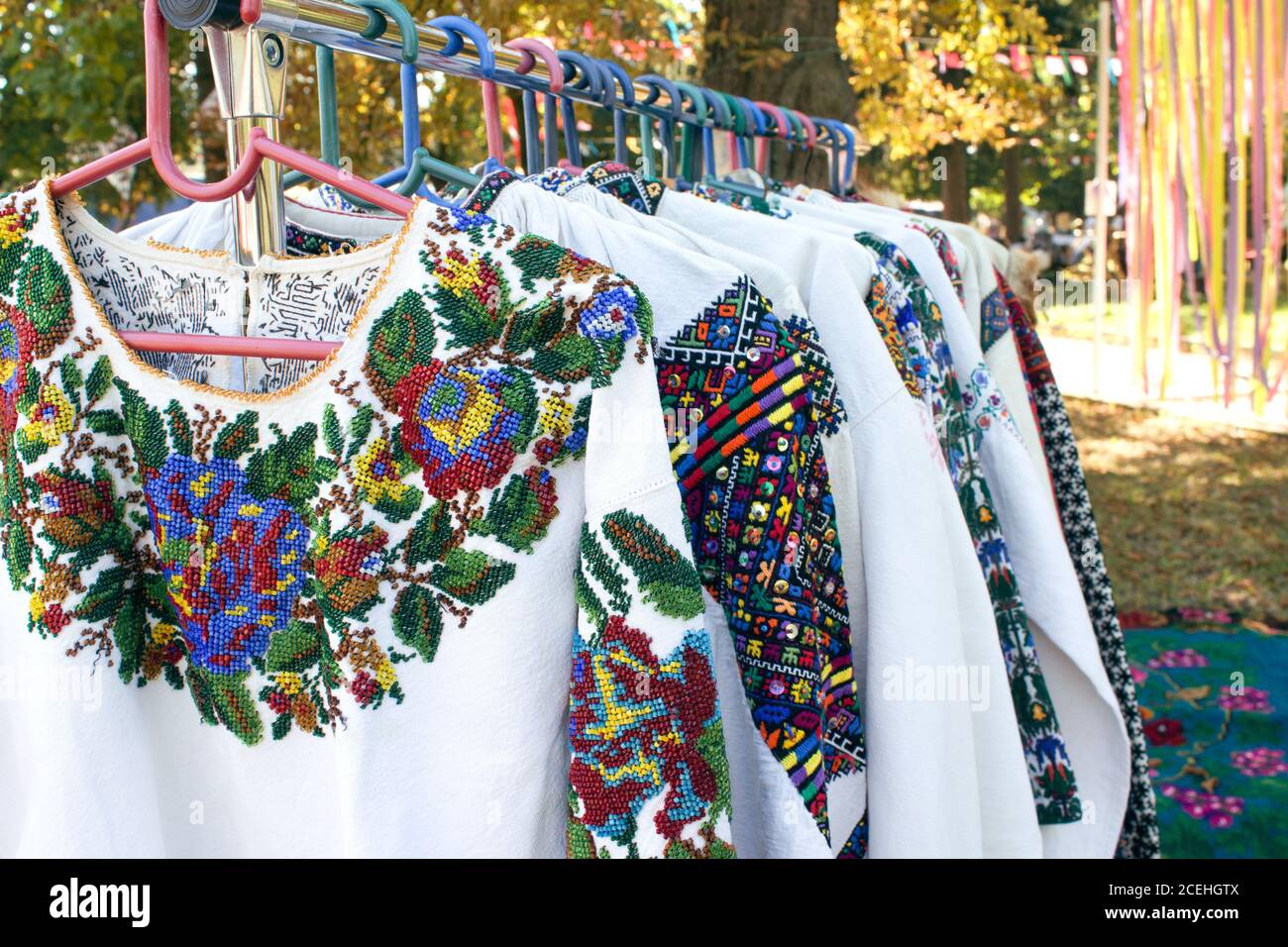 Close Up Of Vintage Ukrainian Clothes Vyshyvanka Traditional