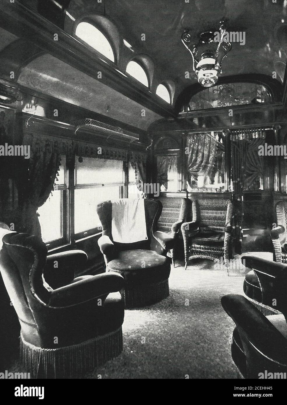 Black Diamond Express - A corner of the Pullman Car - Luxury Train Travel, circa 1920 Stock Photo