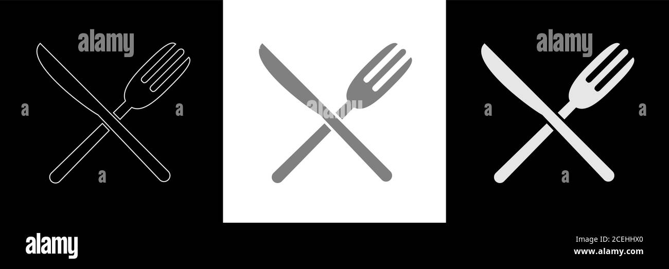 Knife and fork icon set Stock Vector