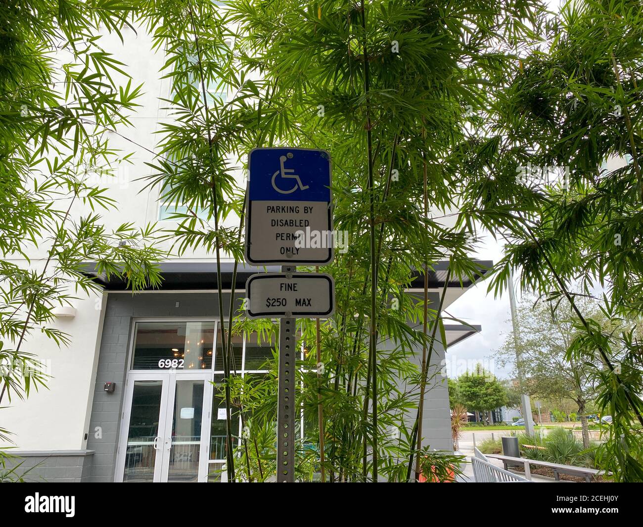 Orlando, FL/USA8/22/20 A disabled parking spot in a parking garage in