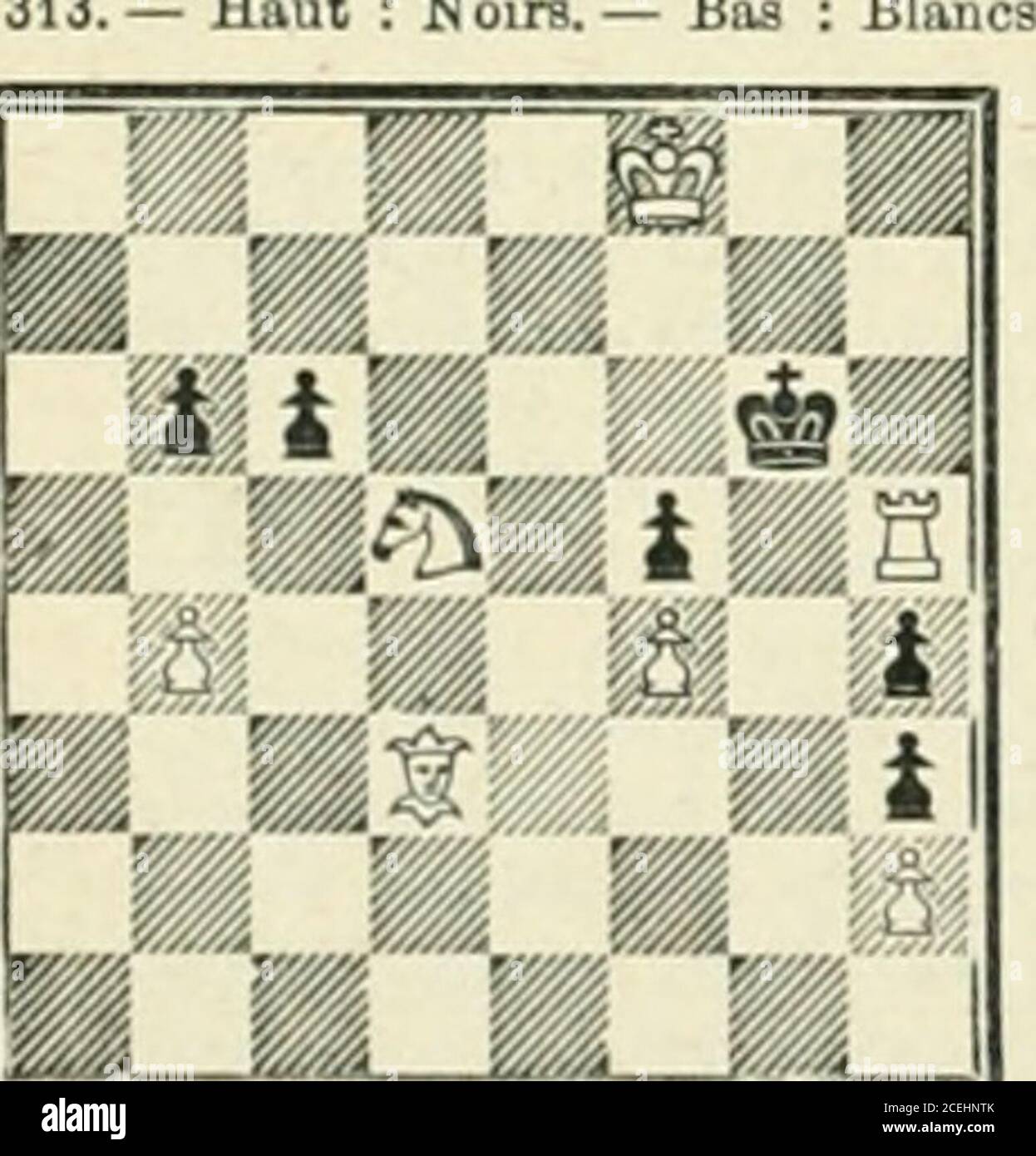 . Le Monde moderne. La beinb Victoria. — Ce Chamberlain, il faut tout luicéder... Me contraindre, à mon âge, & jouer ces choses-là ! (Daprès le Rire, Paris.) — Voilà deux jumeaux qui doivent bien vous gûner la nuit V — Oh, non! Il y en a toujours un qui crie si fort que leulentend pas lautre du tout, et on arrive à dormir tranquille. I Daprès Pack, New-York.) Jeux et Récréations, par ^L G. B E r DIN N^aïa.— Haut : N. Les blancs jouent et font mat en 3 coups.K» 314. — Haut : Noirs. — Bas : Blancs. Stock Photo