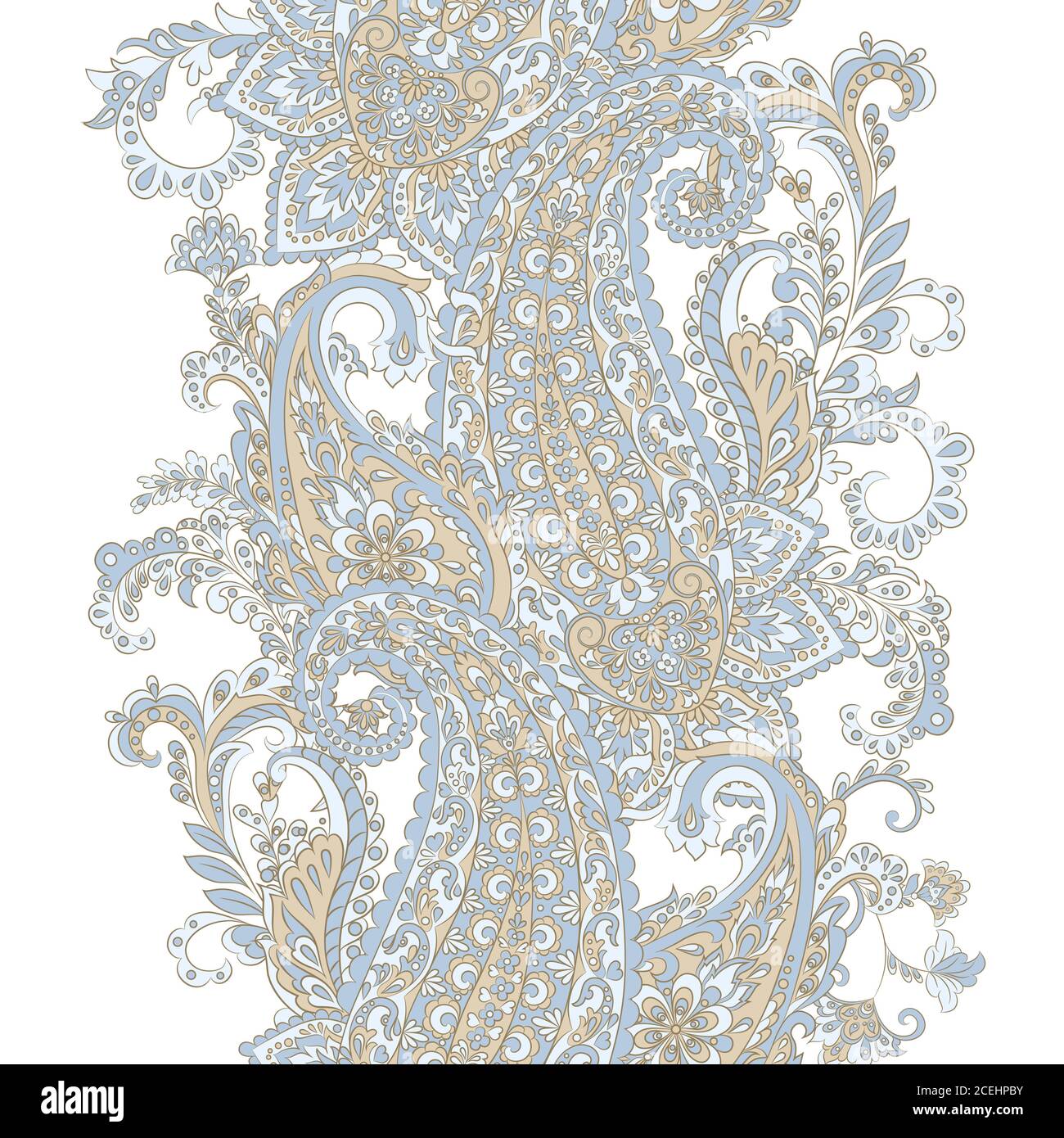 Paisley Damask ornament. Isolated Vector border Stock Vector