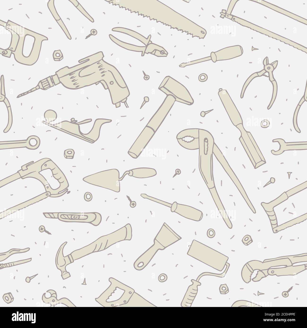 Hand drawn tools seamless vector pattern Stock Vector