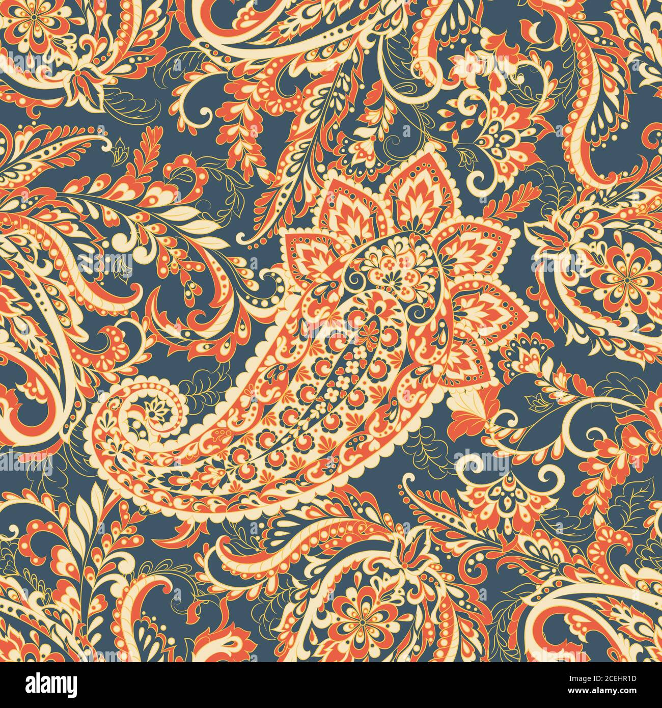 Seamless pattern with paisley ornament. Vector illustration Stock ...