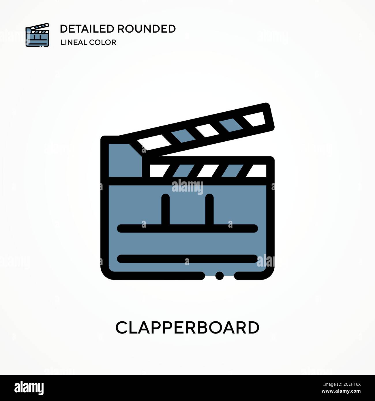 Clapperboard detailed rounded lineal color vector icon. Illustration ...