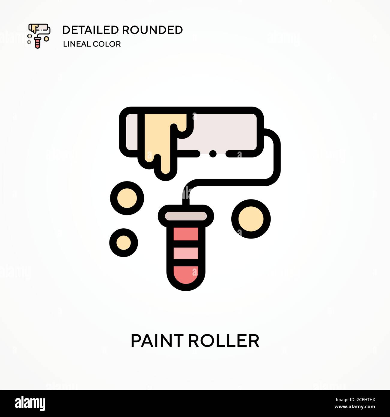 Paint roller detailed rounded lineal color vector icon. Illustration ...