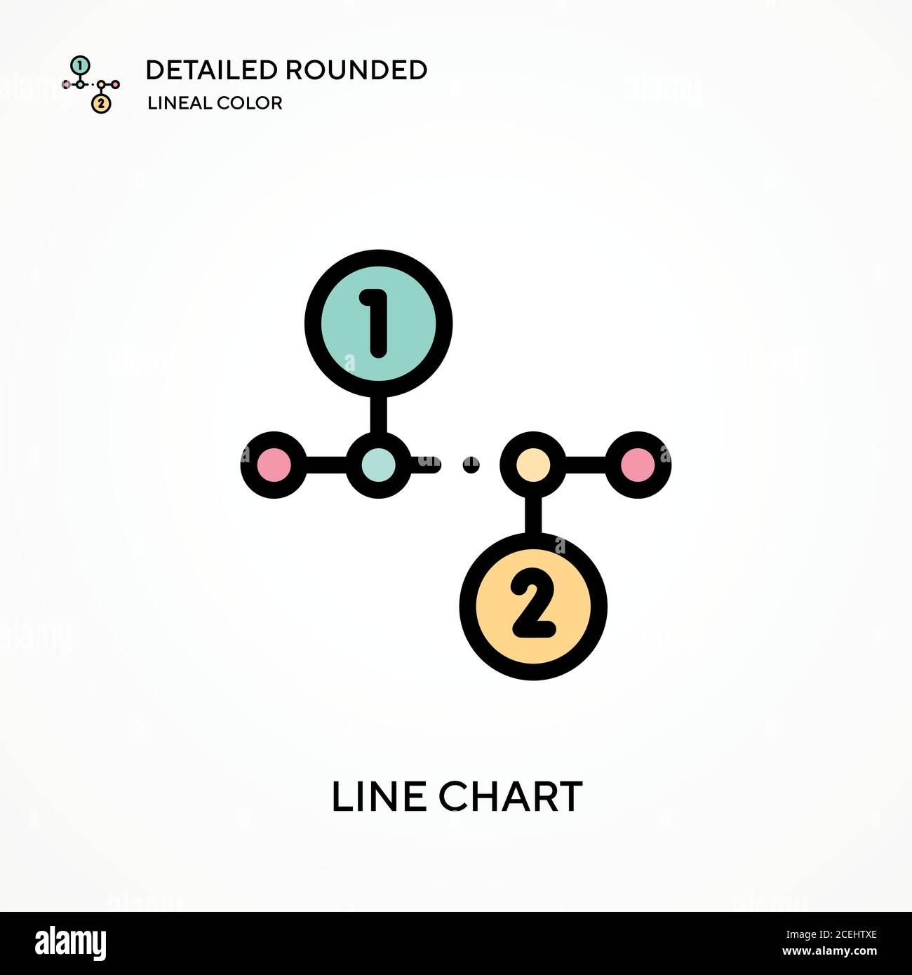 Line chart detailed rounded lineal color vector icon. Illustration ...
