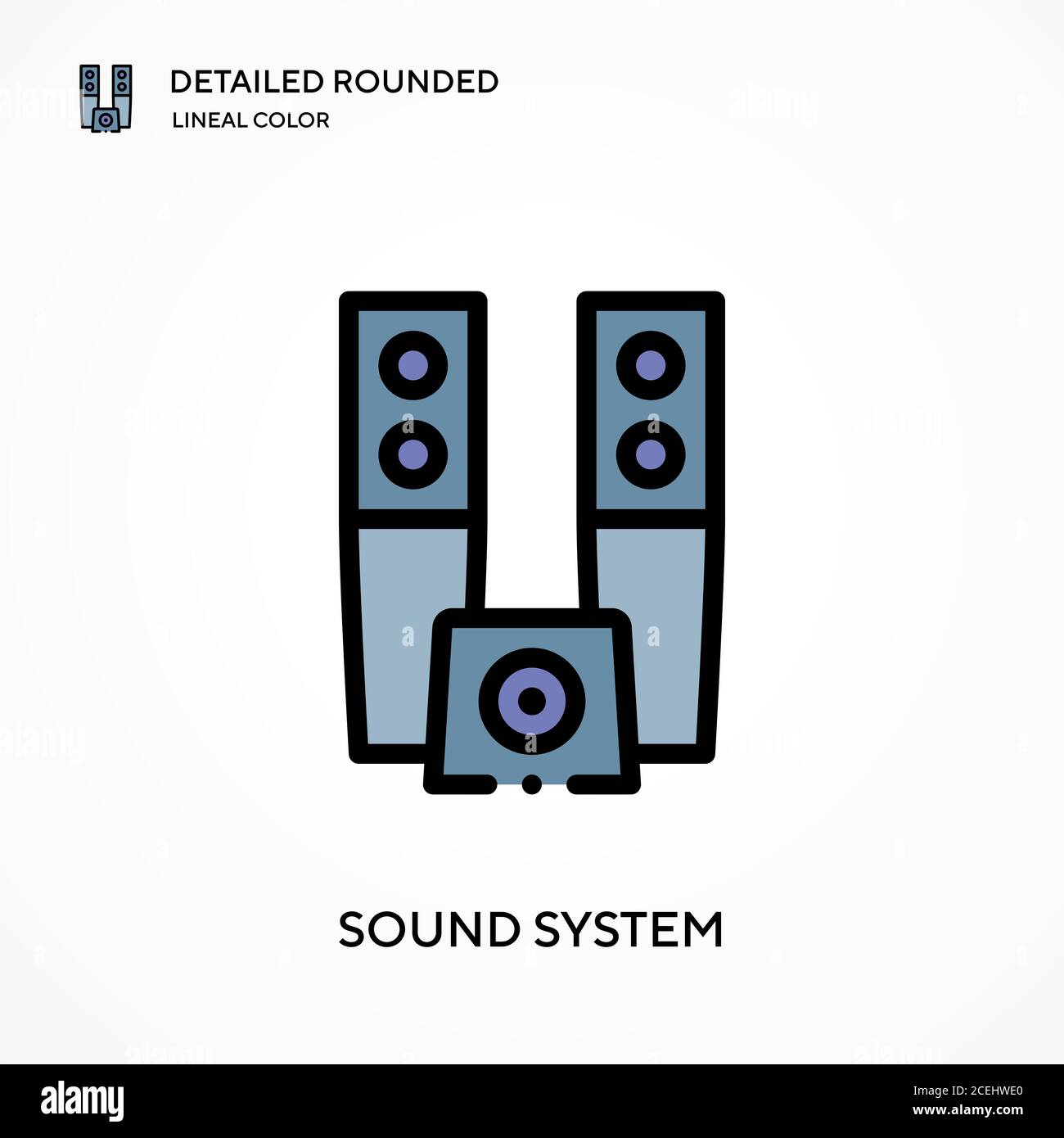 Sound system detailed rounded lineal color vector icon. Illustration ...