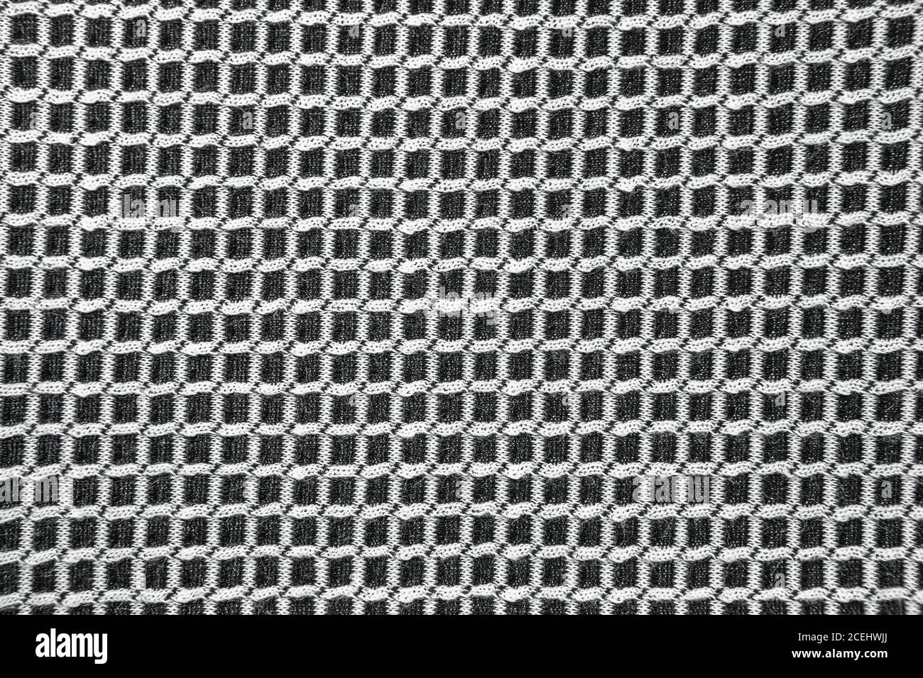 Black and white textured checkered fabric for background Stock Photo