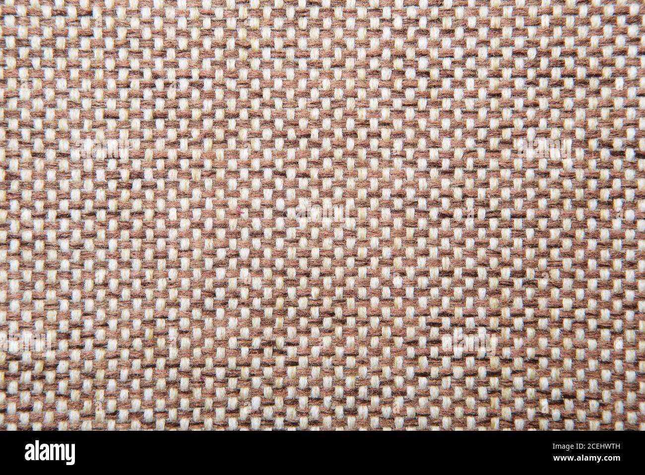 Brown checkered Rough Fabric Texture, Pattern, Background Stock Photo