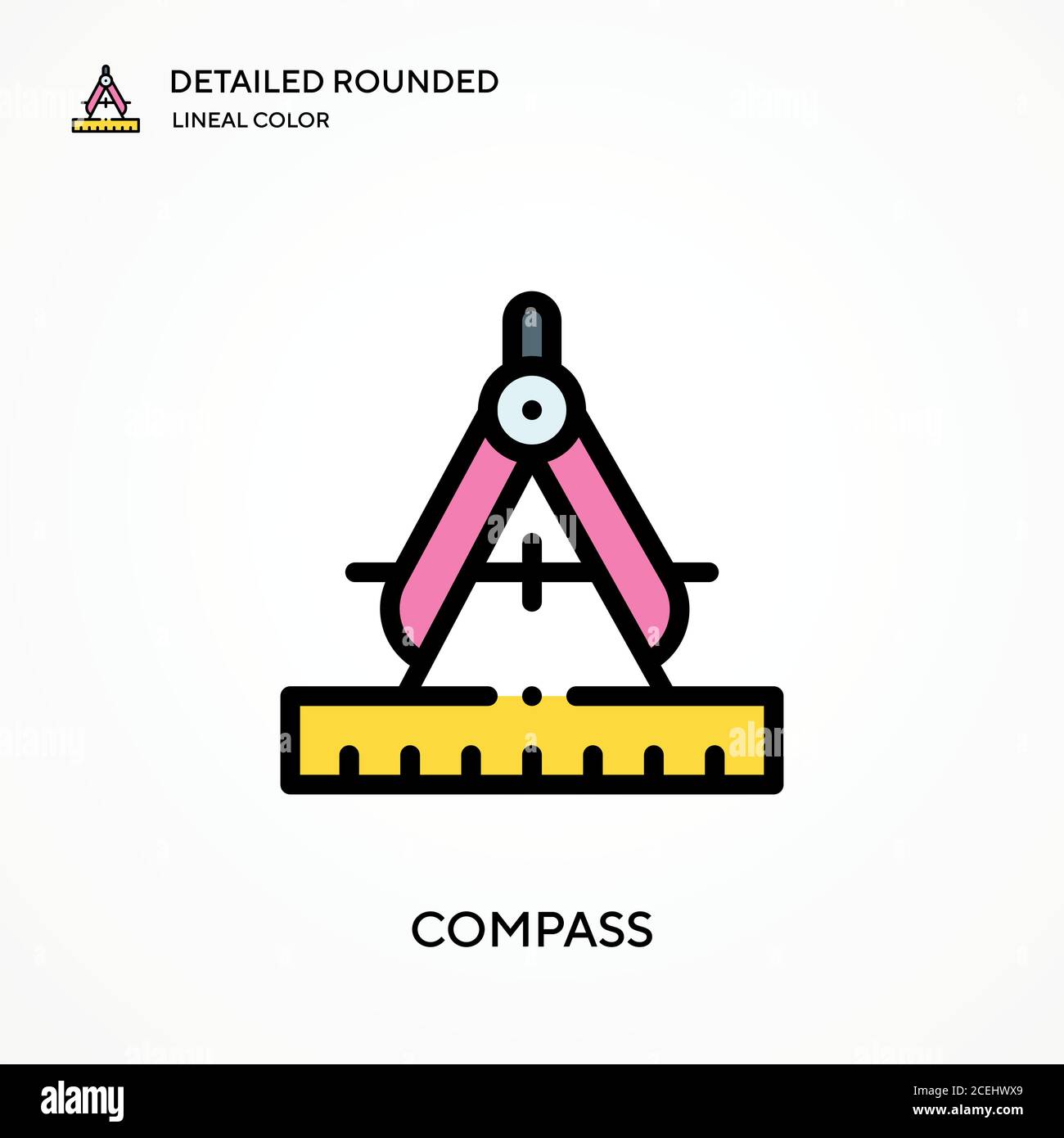 Compass detailed rounded lineal color vector icon. Illustration symbol ...