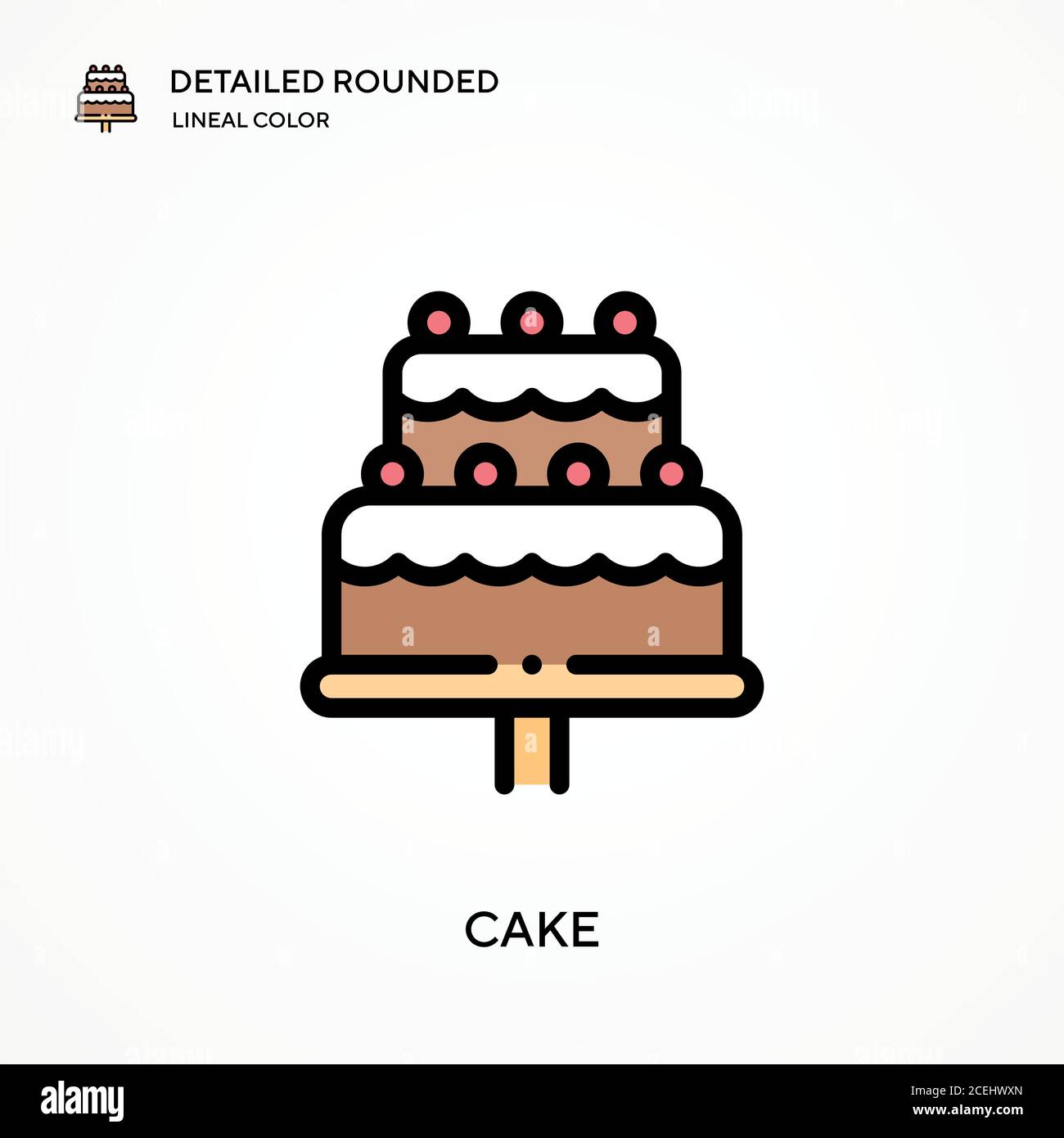 Cake detailed rounded lineal color vector icon. Illustration symbol ...