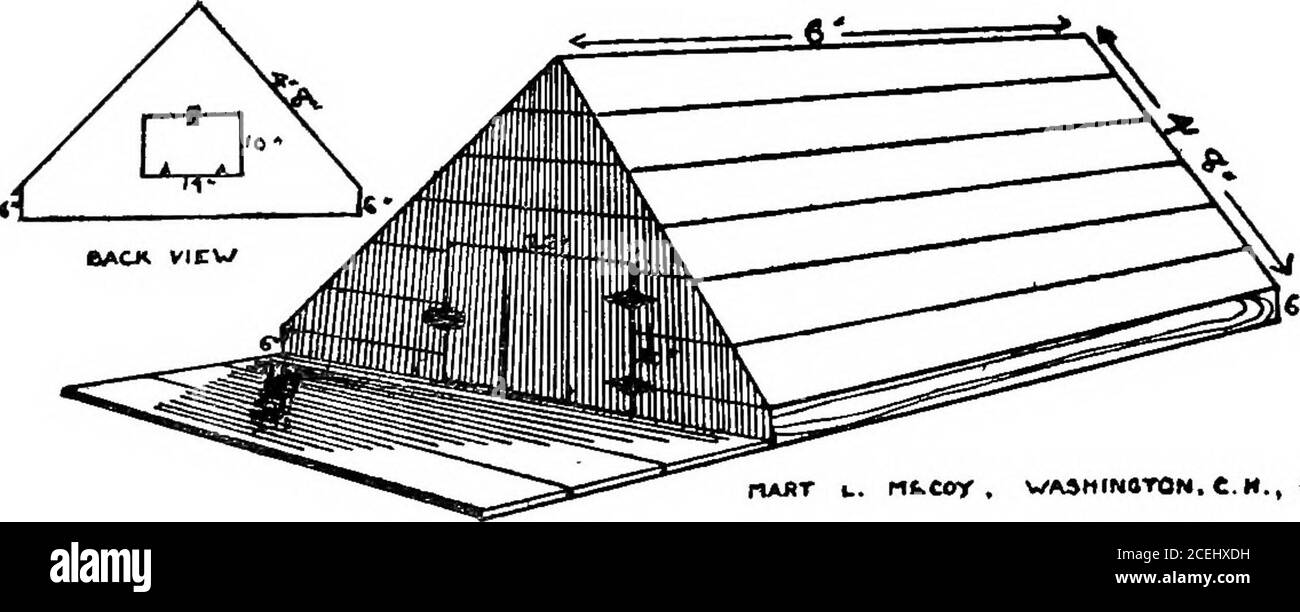 . Hogology. stimation, been most satisfactoryand economic in all ways. The box is made of % siding. Firstmake a square base 6 feet by 6 feetand 6 inches high. The slant andbeam are made of 2 x 4 studding.The height of the box from theground to the cone of the roof isfour feet. The front door should becut aa inches x 20 inches and hang sothat it will swing around to the right.A small door 10 inches x 14 inches iscut in the back 18 inches from theground. This, opened in spring and summer, furnishes a chance for aircirculation in the house. Woodenbuttons hold these doors shut. Make a platform of Stock Photo
