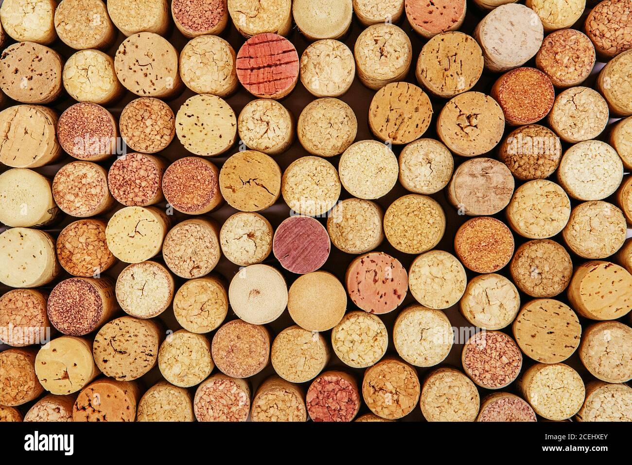 Wine cork background. Background of Various Used Wine Corks close up. Stock Photo