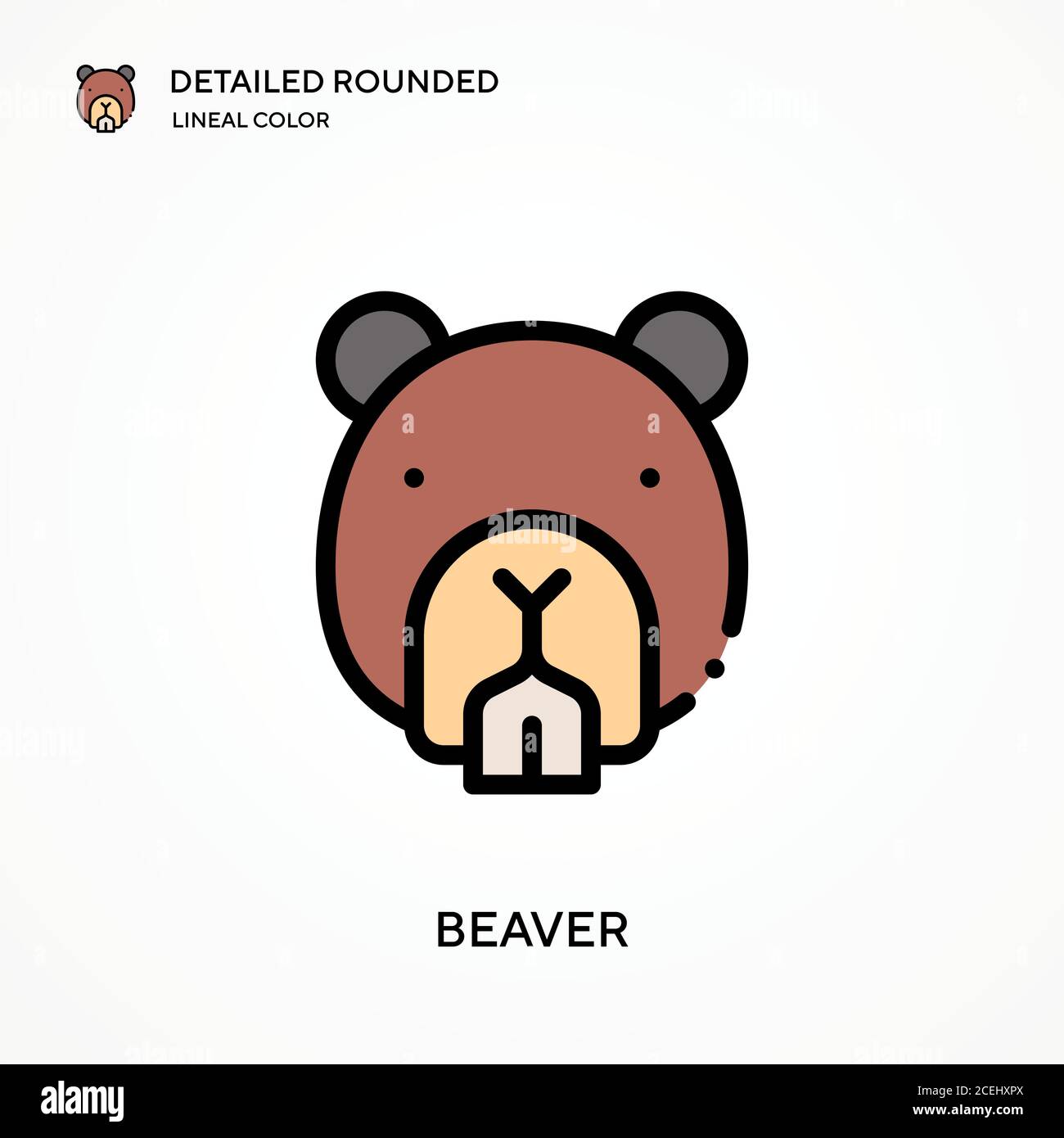Beaver detailed rounded lineal color vector icon. Illustration symbol design template for web mobile UI element. Perfect color modern pictogram on edi Stock Vector