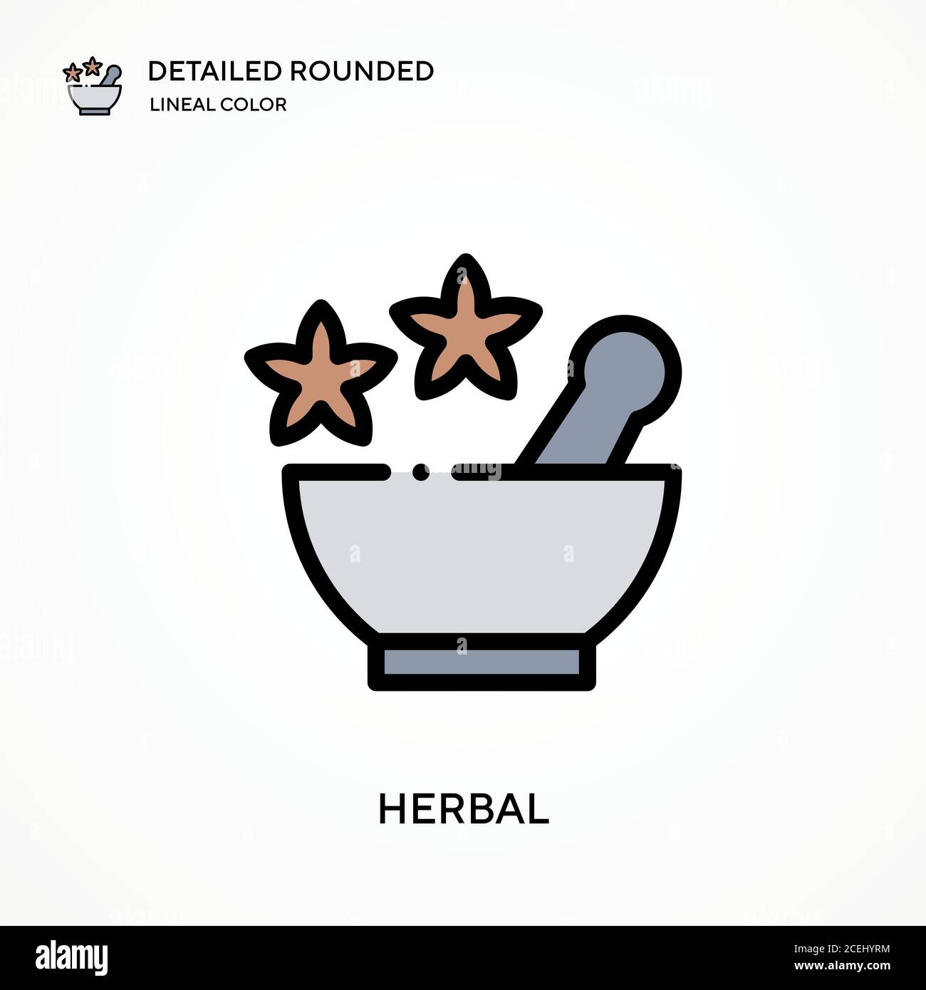 Herbal detailed rounded lineal color vector icon. Illustration symbol ...