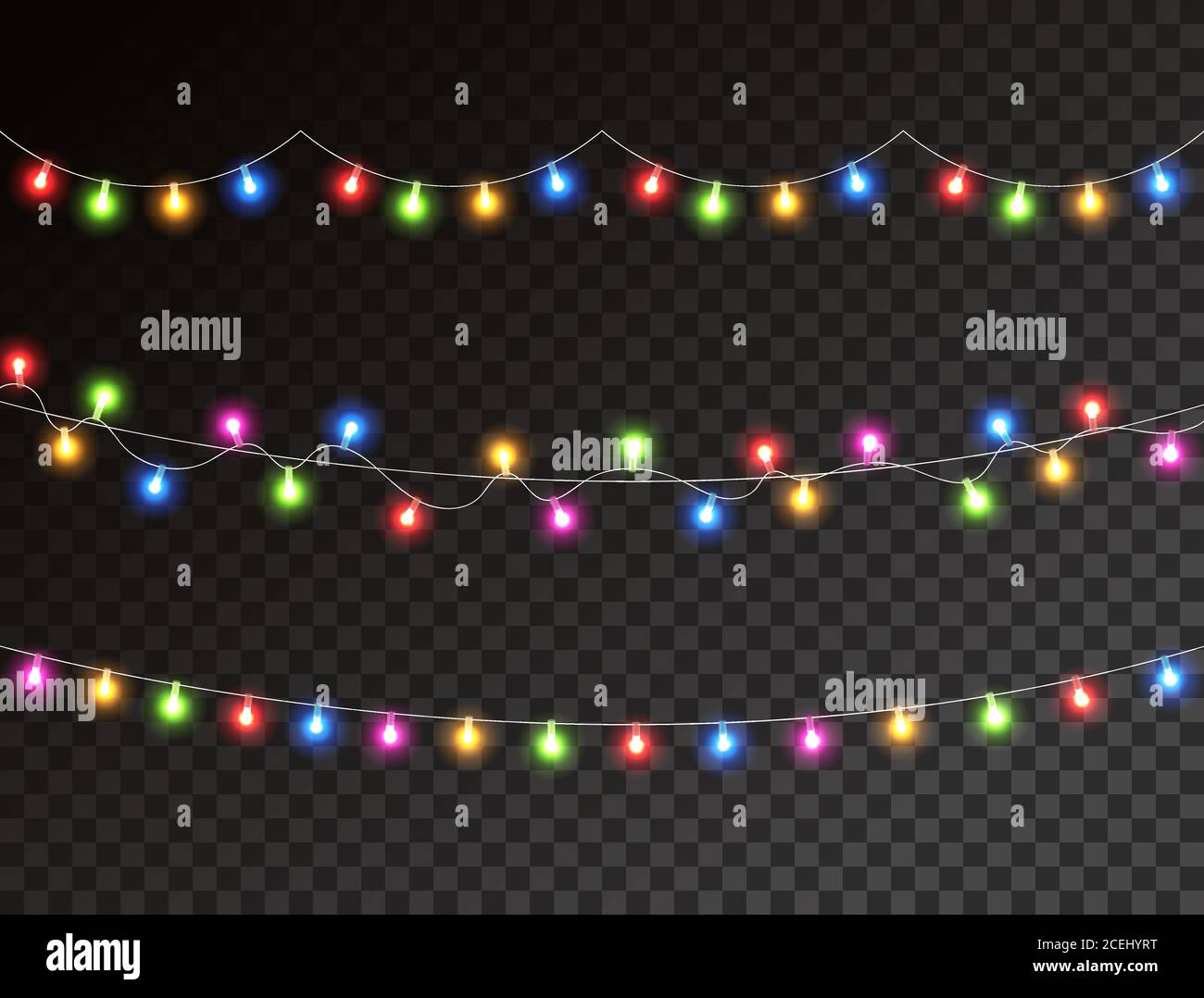 Christmas color lights isolated on transparent background. Garland lights  decoration. Led neon lamp. Glow colored bulb. Bright decoration for xmas  Stock Vector Image & Art - Alamy